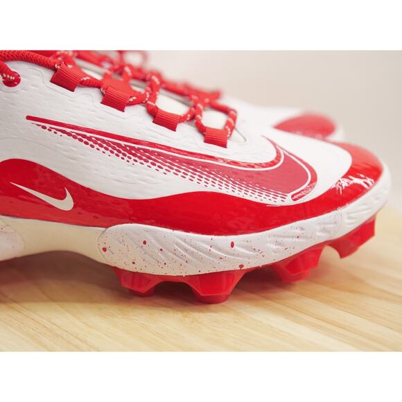 Nike Mens 11.5 Alpha Huarache Elite 4 Low MCS Baseball Cleat White/Red‎ main image 7